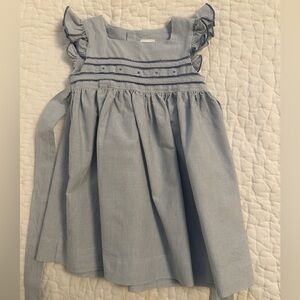 Baby Girls Smocked Blue and White Striped Dress
